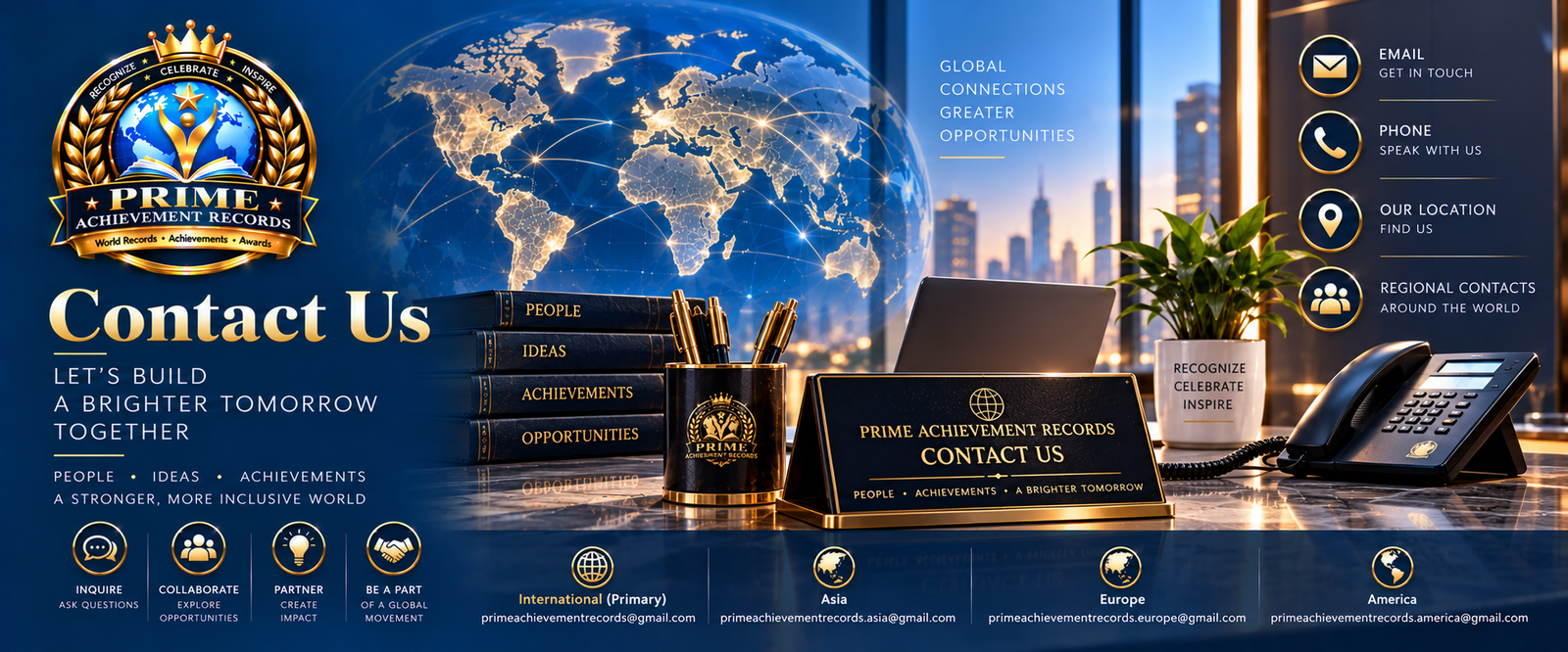 Contact PRIME ACHIEVEMENT RECORDS — PRIME ACHIEVEMENT RECORDS banner