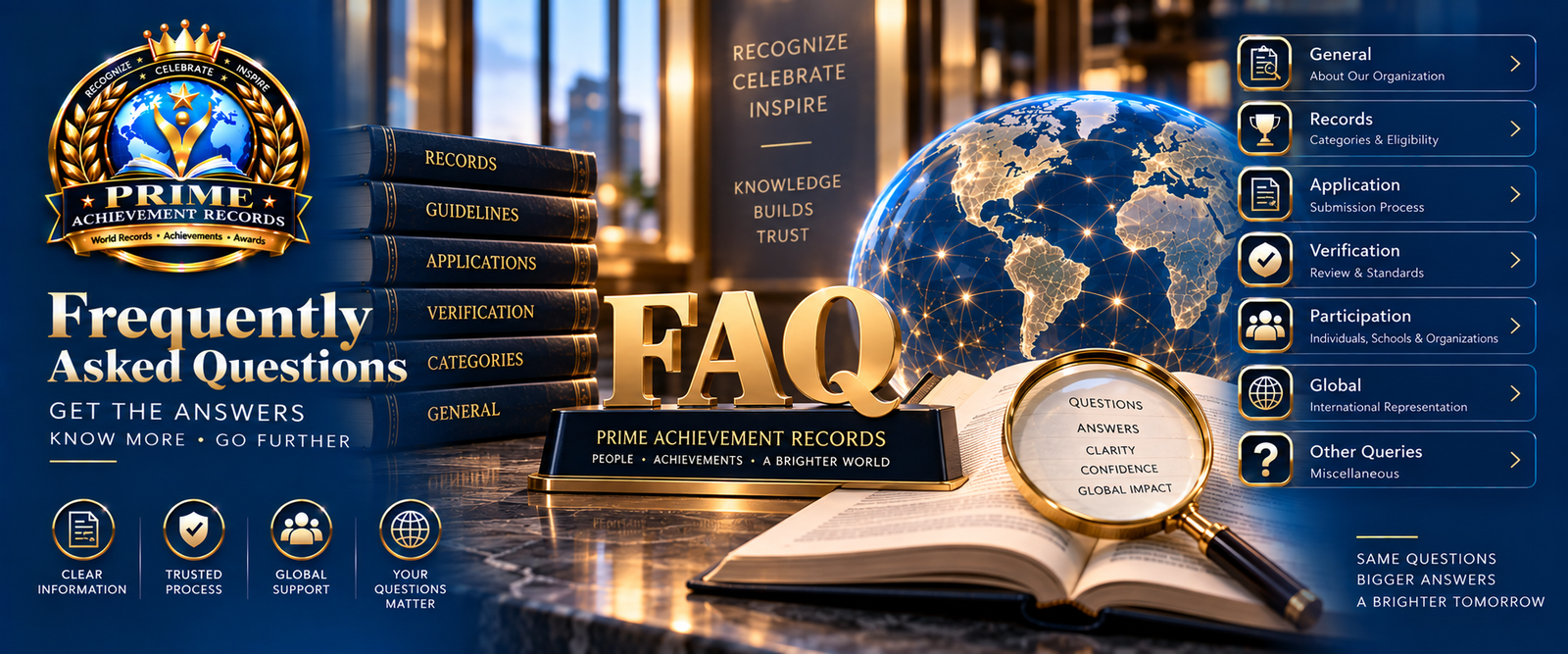 Frequently Asked Questions — PRIME ACHIEVEMENT RECORDS banner